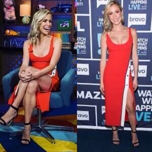 David Koma Women's Red Acetate Snaps Sleeveless Slit Tank Dress Size 8